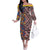 Tuvaluan and New Zealand Culture Family Matching Off The Shoulder Long Sleeve Dress and Hawaiian Shirt The Art of Kolose and Taniko - Polynesian Pride