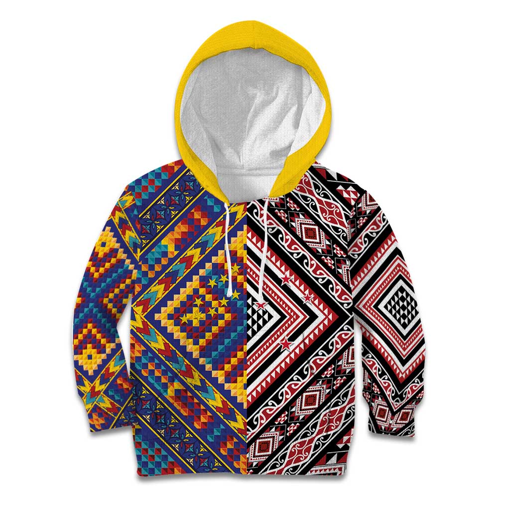 Tuvaluan and New Zealand Culture Kid Hoodie The Art of Kolose and Taniko - Polynesian Pride
