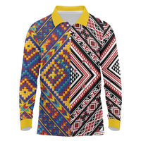 Tuvaluan and New Zealand Culture Long Sleeve Polo Shirt The Art of Kolose and Taniko - Polynesian Pride