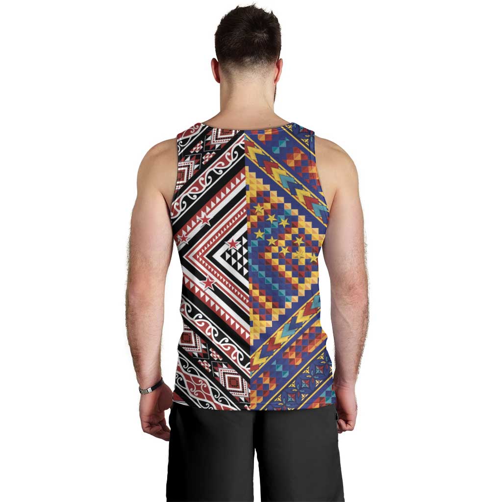 Tuvaluan and New Zealand Culture Men Tank Top The Art of Kolose and Taniko - Polynesian Pride