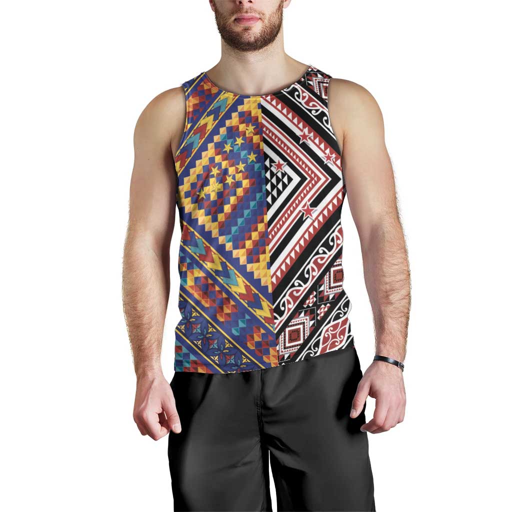 Tuvaluan and New Zealand Culture Men Tank Top The Art of Kolose and Taniko - Polynesian Pride