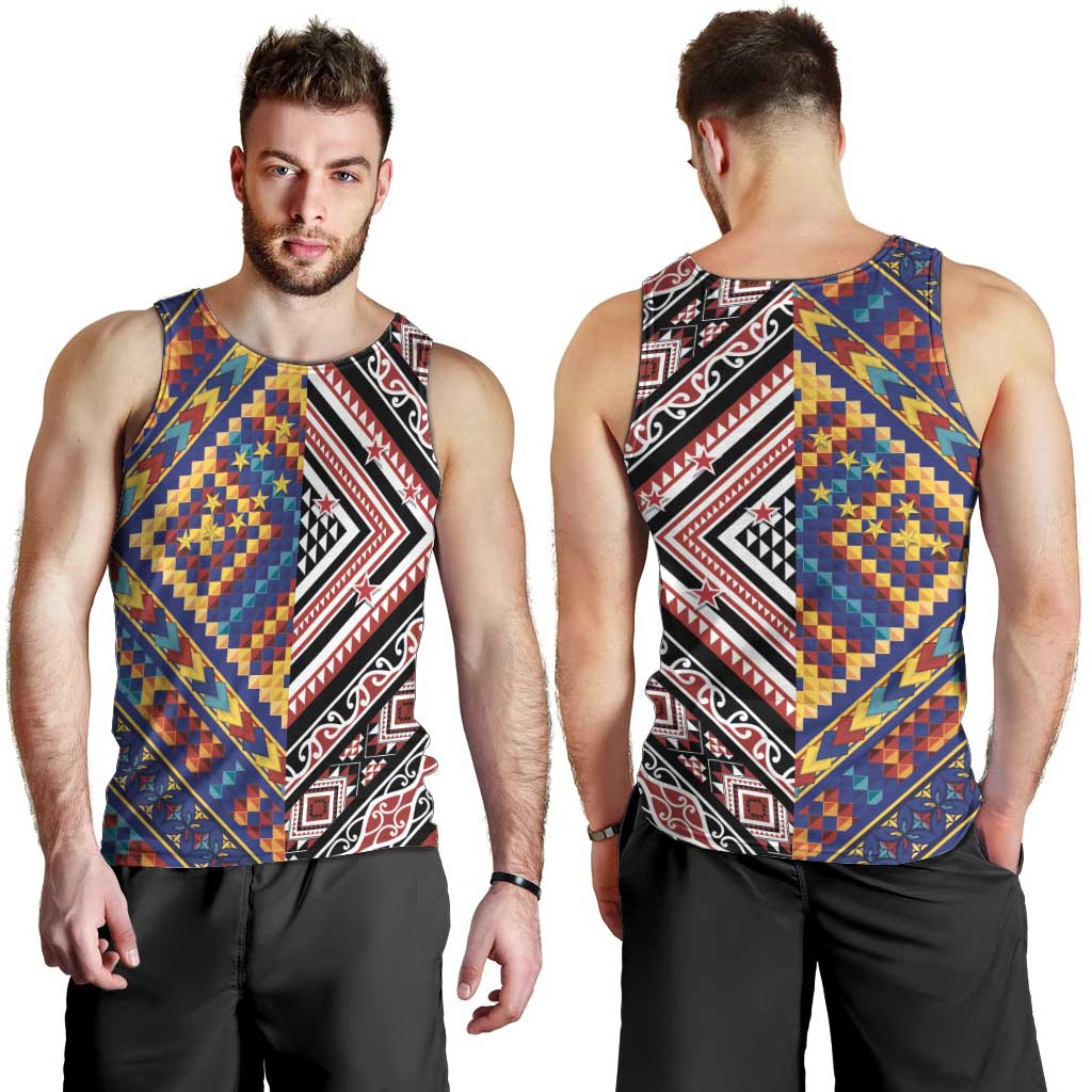 Tuvaluan and New Zealand Culture Men Tank Top The Art of Kolose and Taniko - Polynesian Pride