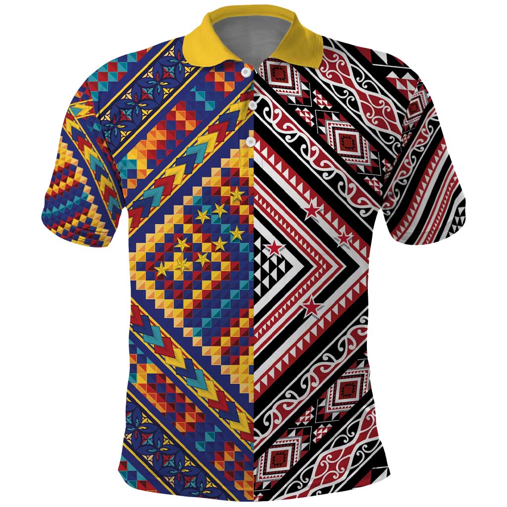 Tuvaluan and New Zealand Culture Polo Shirt The Art of Kolose and Taniko - Polynesian Pride