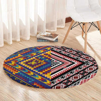 Tuvaluan and New Zealand Culture Round Carpet The Art of Kolose and Taniko - Polynesian Pride