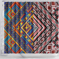 Tuvaluan and New Zealand Culture Shower Curtain The Art of Kolose and Taniko - Polynesian Pride