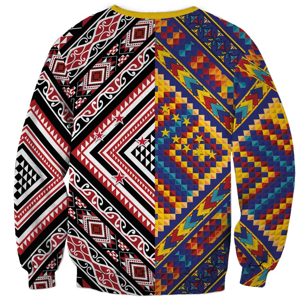 Tuvaluan and New Zealand Culture Sweatshirt The Art of Kolose and Taniko - Polynesian Pride