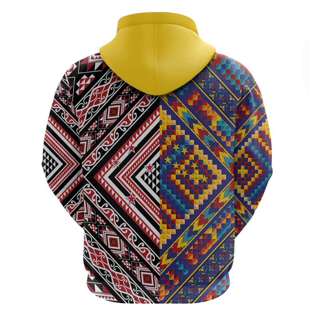 Tuvaluan and New Zealand Culture Zip Hoodie The Art of Kolose and Taniko - Polynesian Pride