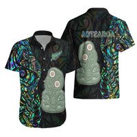 New Zealand Hawaiian Shirt Silver Fern and Hei Tiki with Papua Shell Maori Tribal LT03 - Polynesian Pride