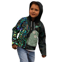 New Zealand Kid Hoodie Silver Fern and Hei Tiki with Papua Shell Maori Tribal LT03 - Polynesian Pride