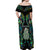 New Zealand Off Shoulder Maxi Dress Silver Fern and Hei Tiki with Papua Shell Maori Tribal LT03 - Polynesian Pride