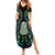 New Zealand Summer Maxi Dress Silver Fern and Hei Tiki with Papua Shell Maori Tribal LT03 Women Black - Polynesian Pride