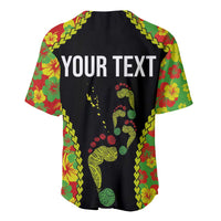 Personalised Vanuatu Running Baseball Jersey Footprint and Hibiscus Polynesian Style LT03 - Polynesian Pride