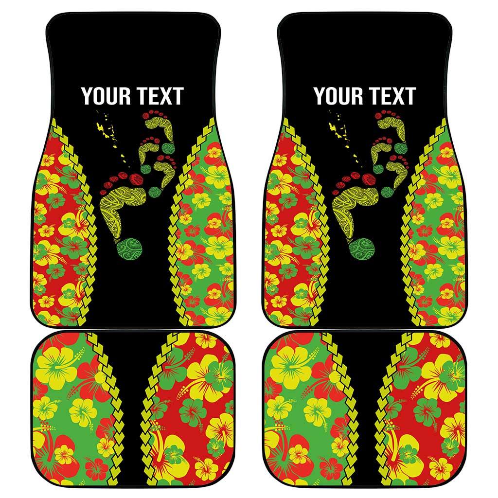 Personalised Vanuatu Running Car Mats Footprint and Hibiscus Polynesian Style