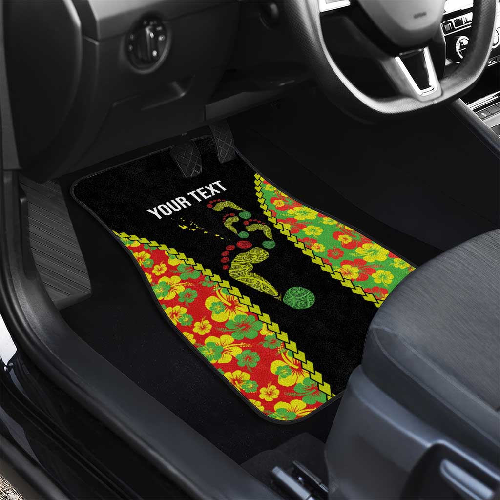 Personalised Vanuatu Running Car Mats Footprint and Hibiscus Polynesian Style