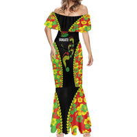 Personalised Vanuatu Running Mermaid Dress Footprint and Hibiscus Polynesian Style