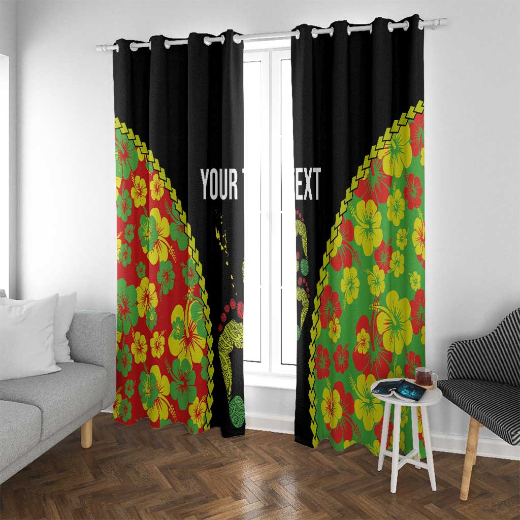 Personalised Vanuatu Running Window Curtain Footprint and Hibiscus Polynesian Style