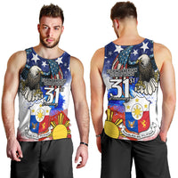 Filipino American History Month Men Tank Top Filipino Coat Of Arms and American Eagle Splash Style LT03 - Polynesian Pride
