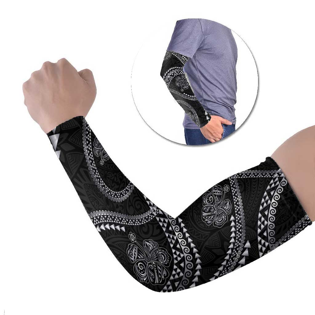Hawaiian Kakau Art and Hisbiscus Tattoo Arm Sleeves Tribal Pattern-Silver Style - Polynesian Pride