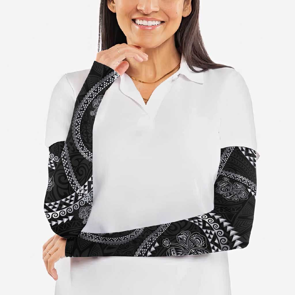 Hawaiian Kakau Art and Hisbiscus Tattoo Arm Sleeves Tribal Pattern-Silver Style - Polynesian Pride