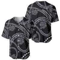 Hawaiian Kakau Art and Hisbiscus Tattoo Baseball Jersey Tribal Pattern-Silver Style - Polynesian Pride