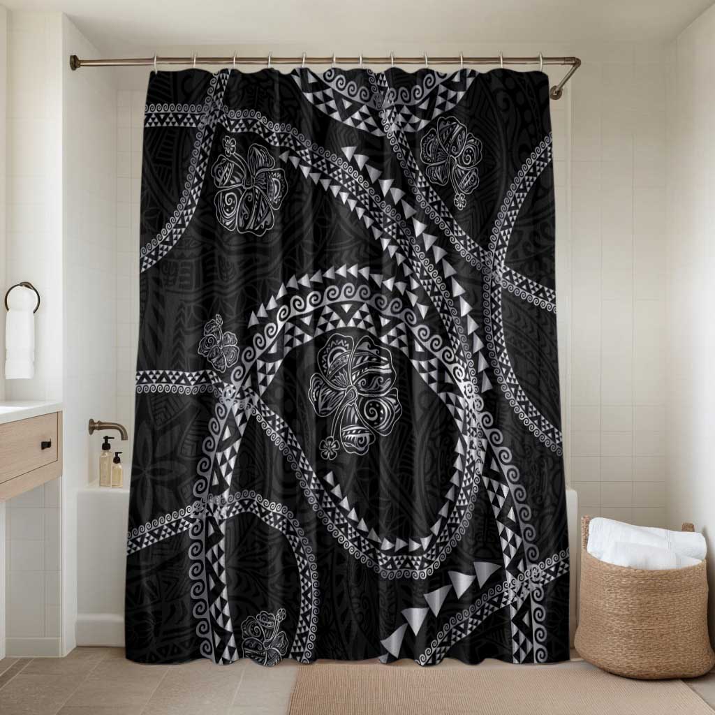 Hawaiian Kakau Art and Hisbiscus Tattoo Bathroom Set Tribal Pattern-Silver Style - Polynesian Pride