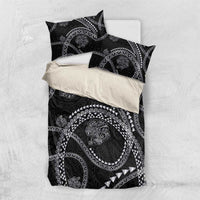Hawaiian Kakau Art and Hisbiscus Tattoo Bedding Set Tribal Pattern-Silver Style - Polynesian Pride