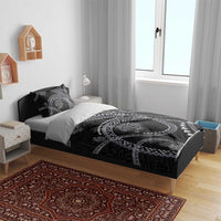 Hawaiian Kakau Art and Hisbiscus Tattoo Bedding Set Tribal Pattern-Silver Style - Polynesian Pride