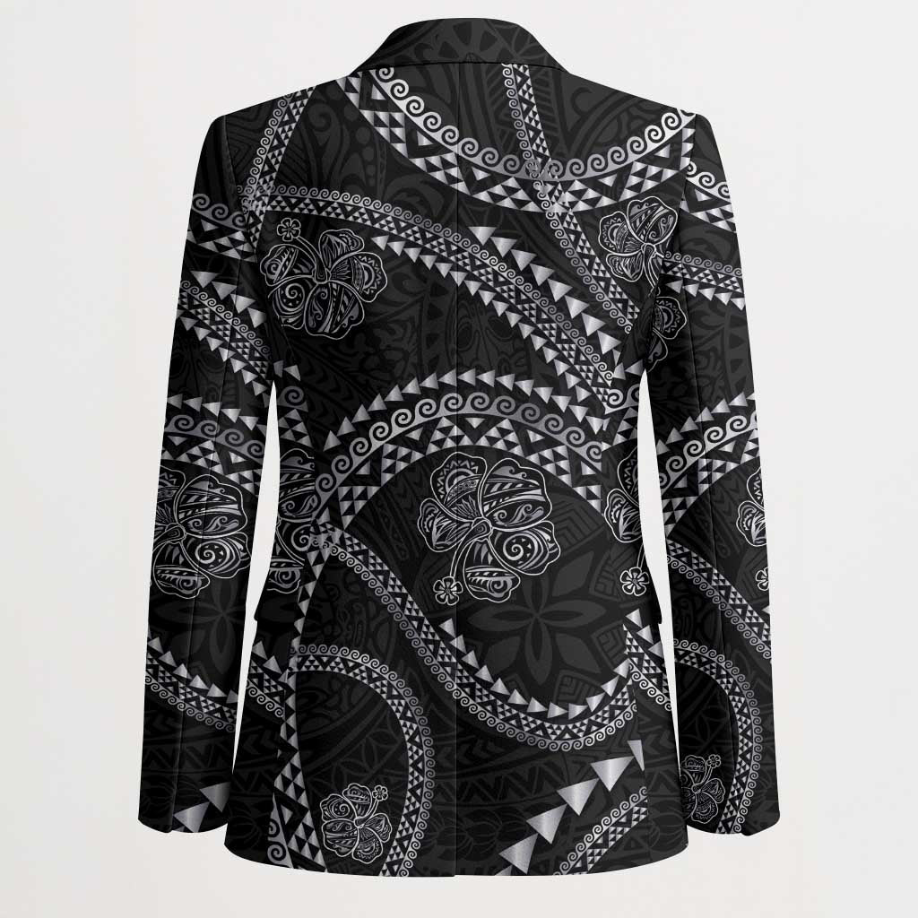 Hawaiian Kakau Art and Hisbiscus Tattoo Blazer Tribal Pattern-Silver Style LT03 - Polynesian Pride