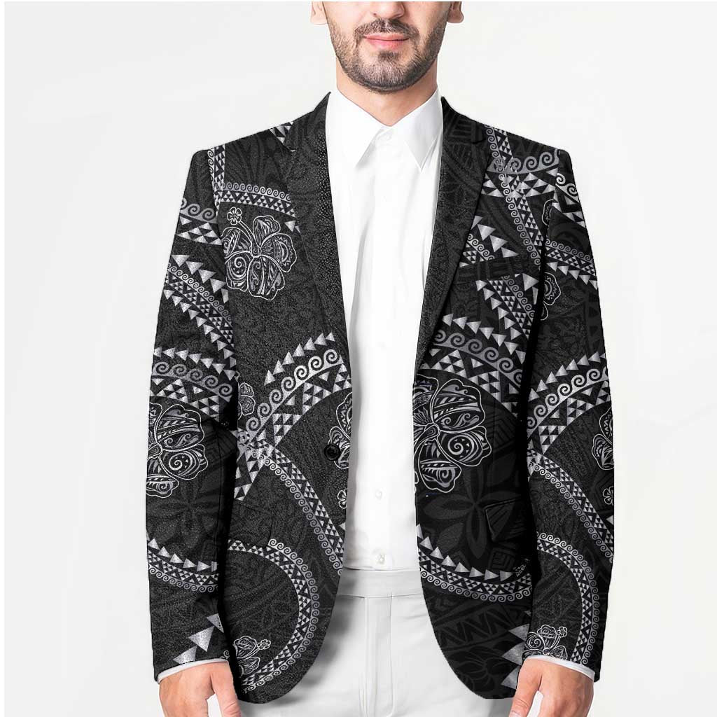 Hawaiian Kakau Art and Hisbiscus Tattoo Blazer Tribal Pattern-Silver Style LT03 - Polynesian Pride