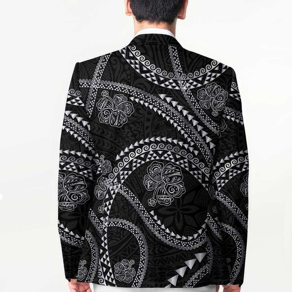 Hawaiian Kakau Art and Hisbiscus Tattoo Blazer Tribal Pattern-Silver Style LT03 - Polynesian Pride