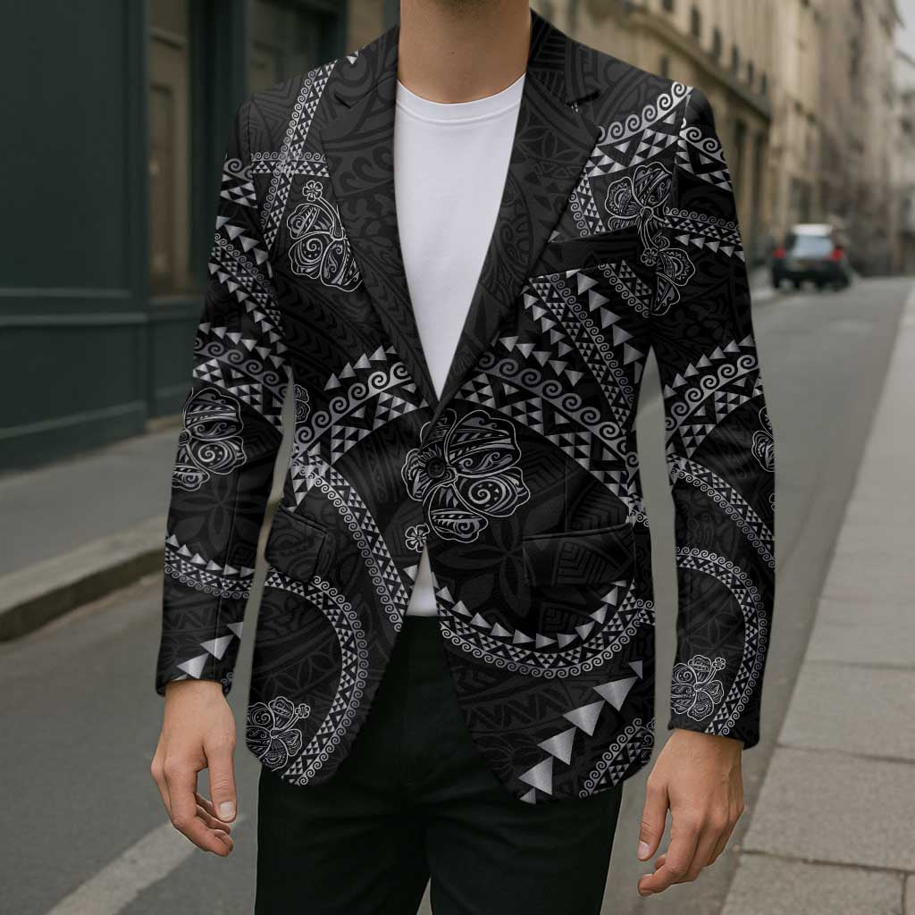 Hawaiian Kakau Art and Hisbiscus Tattoo Blazer Tribal Pattern-Silver Style LT03 - Polynesian Pride