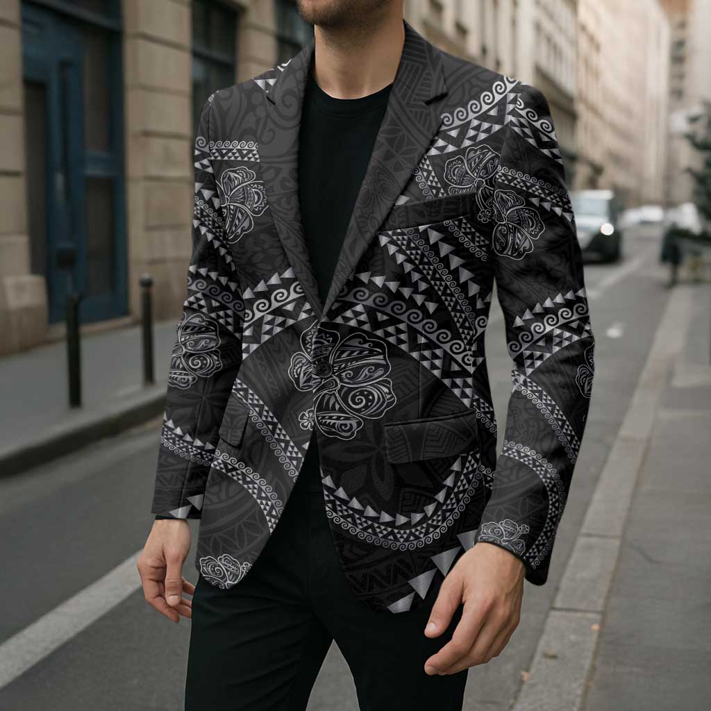 Hawaiian Kakau Art and Hisbiscus Tattoo Blazer Tribal Pattern-Silver Style LT03 - Polynesian Pride