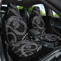 Hawaiian Kakau Art and Hisbiscus Tattoo Car Seat Cover Tribal Pattern-Silver Style - Polynesian Pride