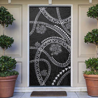 Hawaiian Kakau Art and Hisbiscus Tattoo Door Cover Tribal Pattern-Silver Style - Polynesian Pride