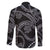 Hawaiian Kakau Art and Hisbiscus Tattoo Family Matching Long Sleeve Bodycon Dress and Hawaiian Shirt Tribal Pattern-Silver Style - Polynesian Pride