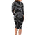 Hawaiian Kakau Art and Hisbiscus Tattoo Family Matching Long Sleeve Bodycon Dress and Hawaiian Shirt Tribal Pattern-Silver Style - Polynesian Pride
