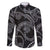 Hawaiian Kakau Art and Hisbiscus Tattoo Family Matching Off Shoulder Short Dress and Hawaiian Shirt Tribal Pattern-Silver Style - Polynesian Pride