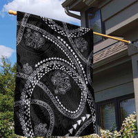 Hawaiian Kakau Art and Hisbiscus Tattoo Garden Flag Tribal Pattern-Silver Style - Polynesian Pride