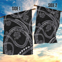 Hawaiian Kakau Art and Hisbiscus Tattoo Garden Flag Tribal Pattern-Silver Style - Polynesian Pride