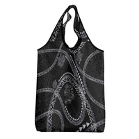 Hawaiian Kakau Art and Hisbiscus Tattoo Grocery Bag Tribal Pattern-Silver Style - Polynesian Pride
