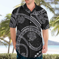 Hawaiian Kakau Art and Hisbiscus Tattoo Hawaiian Shirt Tribal Pattern-Silver Style - Polynesian Pride