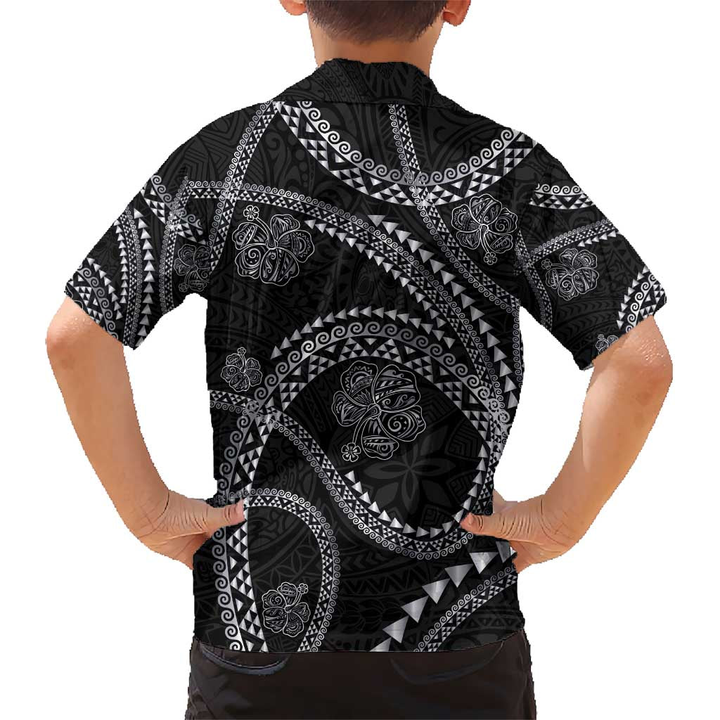 Hawaiian Kakau Art and Hisbiscus Tattoo Hawaiian Shirt Tribal Pattern-Silver Style - Polynesian Pride