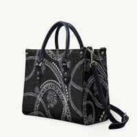 Hawaiian Kakau Art and Hisbiscus Tattoo Leather Bag Tribal Pattern-Silver Style - Polynesian Pride