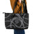 Hawaiian Kakau Art and Hisbiscus Tattoo Leather Tote Bag Tribal Pattern-Silver Style - Polynesian Pride