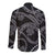 Hawaiian Kakau Art and Hisbiscus Tattoo Long Sleeve Button Shirt Tribal Pattern-Silver Style - Polynesian Pride