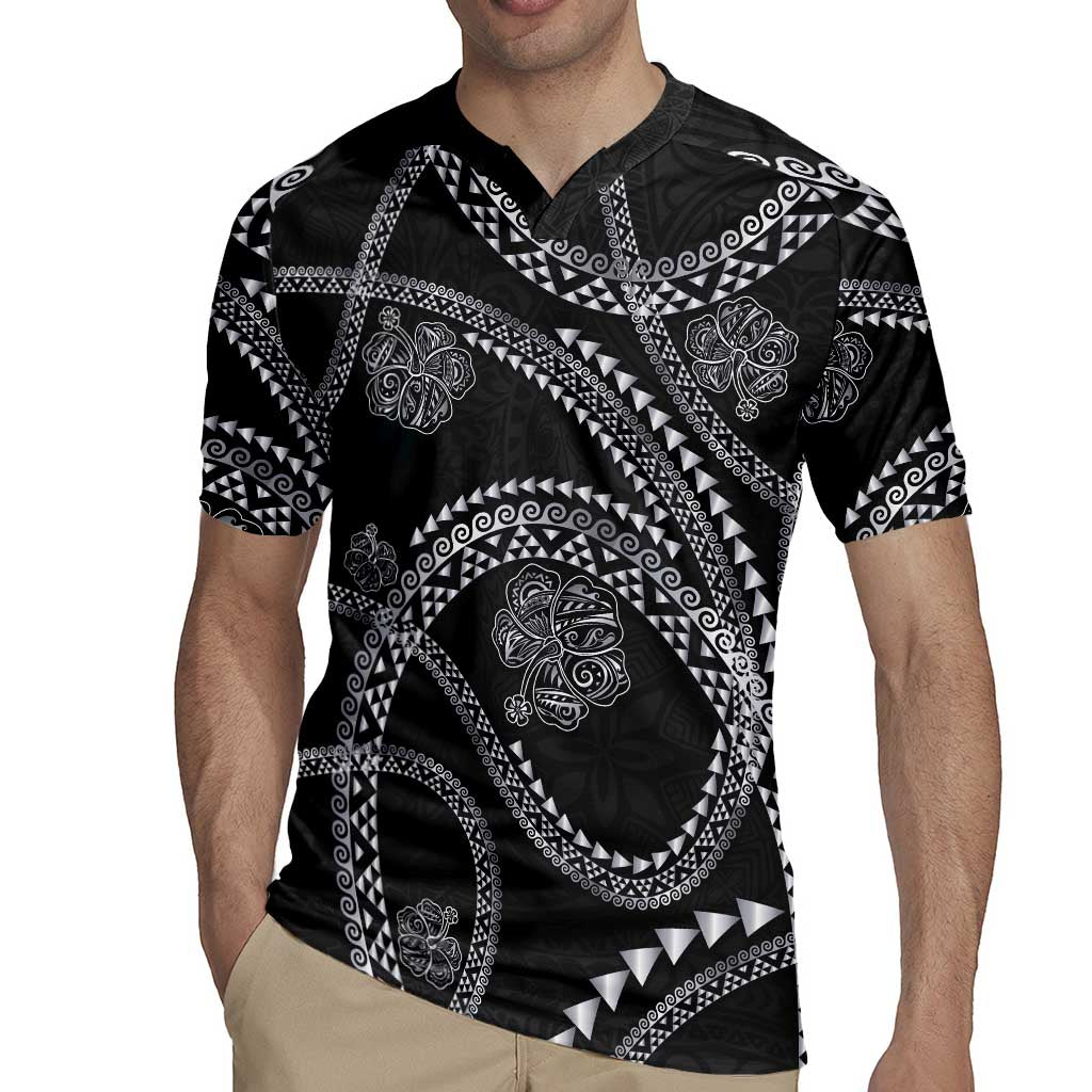 Hawaiian Kakau Art and Hisbiscus Tattoo Rugby Jersey Tribal Pattern-Silver Style - Polynesian Pride