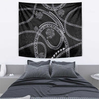 Hawaiian Kakau Art and Hisbiscus Tattoo Tapestry Tribal Pattern-Silver Style - Polynesian Pride