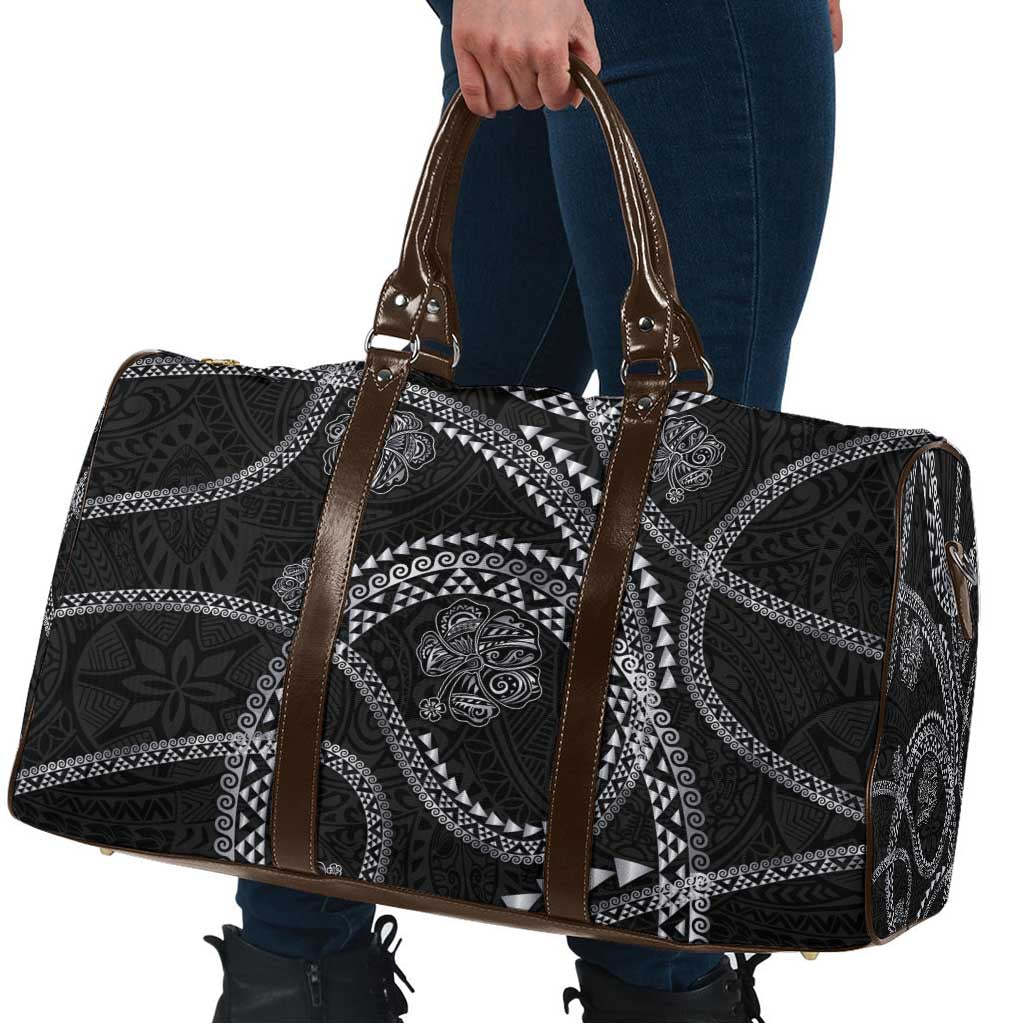 Hawaiian Kakau Art and Hisbiscus Tattoo Travel Bag Tribal Pattern-Silver Style - Polynesian Pride
