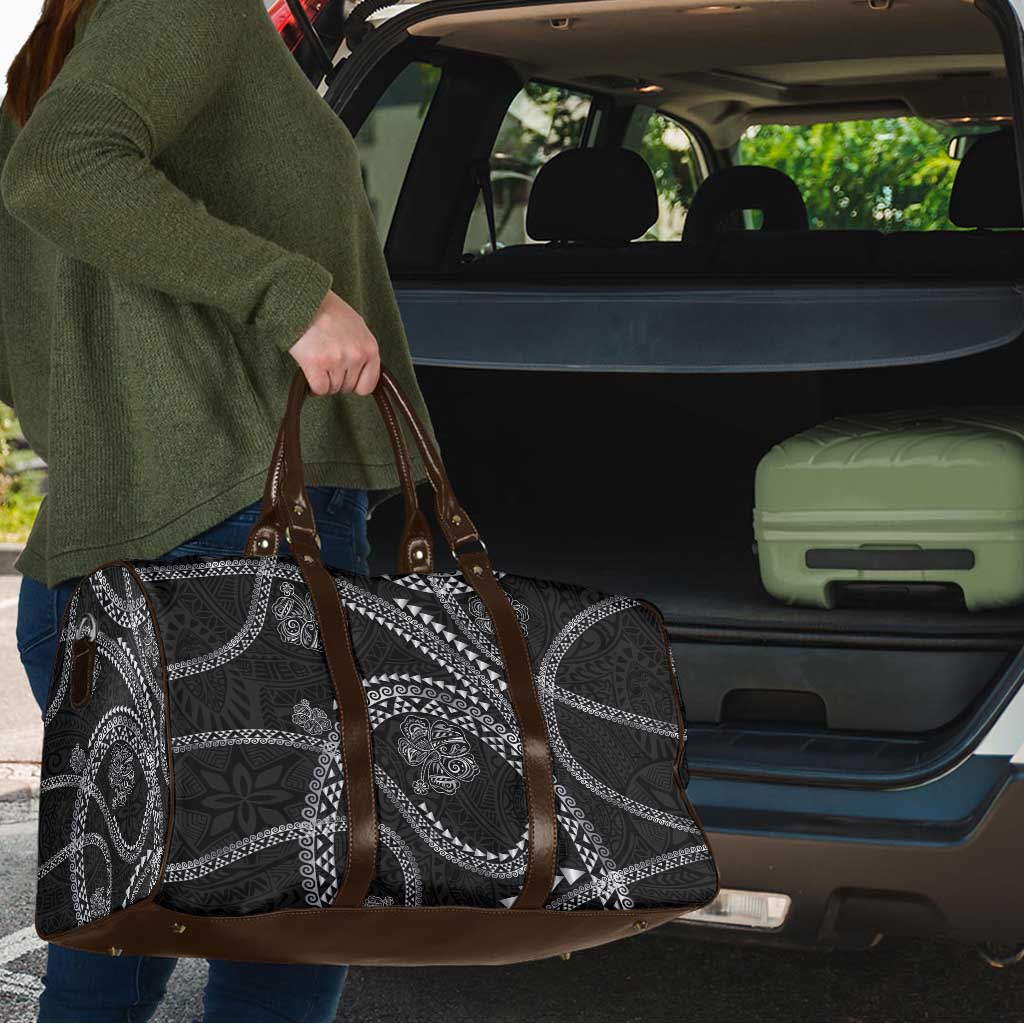 Hawaiian Kakau Art and Hisbiscus Tattoo Travel Bag Tribal Pattern-Silver Style - Polynesian Pride