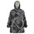 Hawaiian Kakau Art and Hisbiscus Tattoo Wearable Blanket Hoodie Tribal Pattern-Silver Style - Polynesian Pride